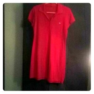 Red A-frame Polo shirt dress
